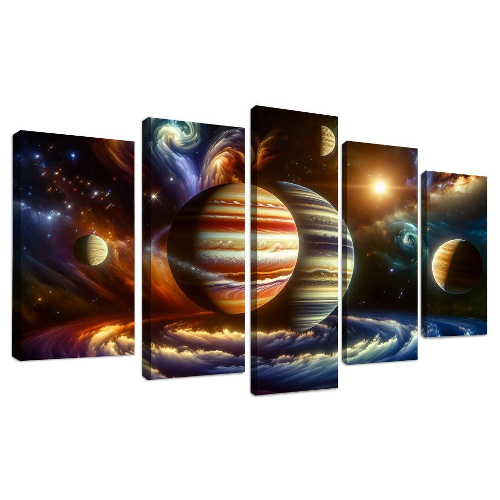 The Dance of Gas Giants in Exoplanetary Systems 5 Piece HD Canvas Wall Art-Original Frame