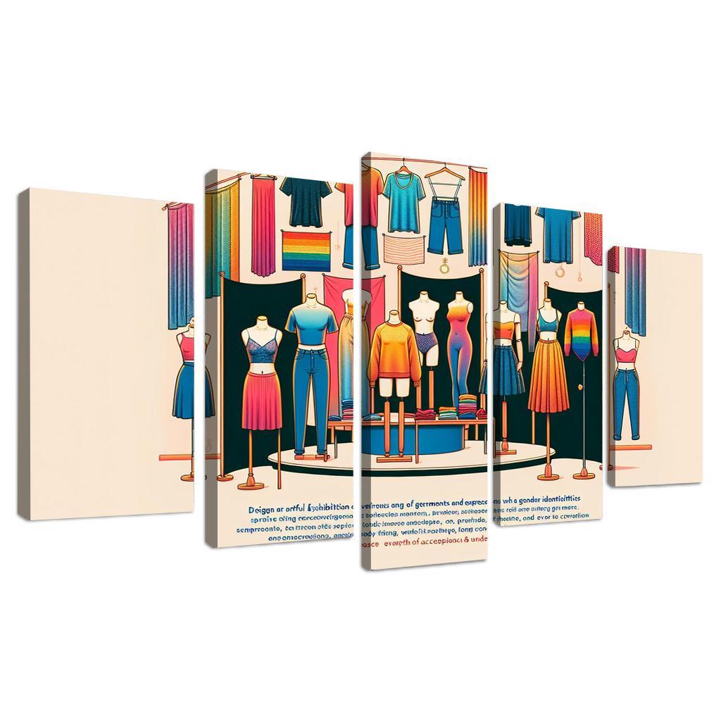 Threads of Identity Navigating Gender and Expression 5 Piece HD Canvas Wall Art-Original Frame