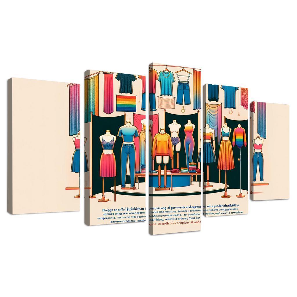 Threads of Identity Navigating Gender and Expression 5 Piece HD Canvas Wall Art-Original Frame