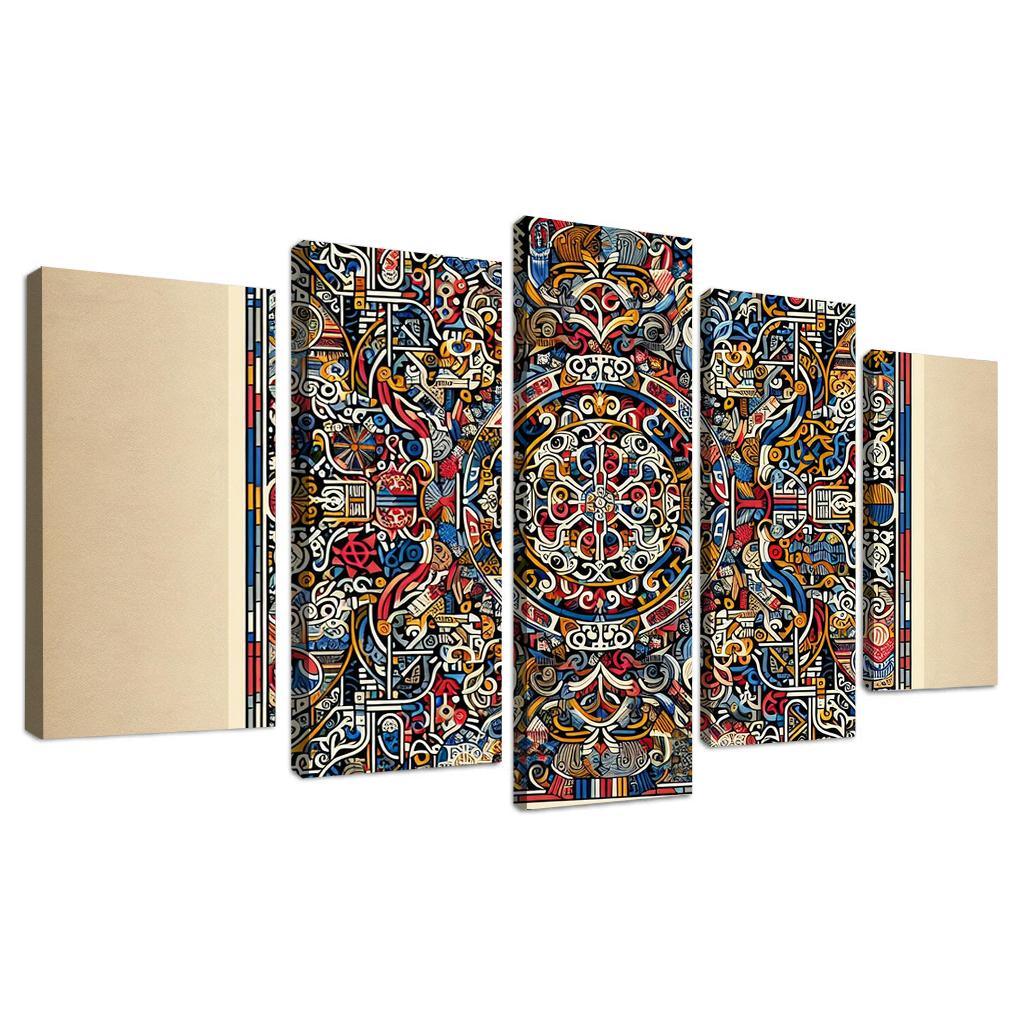 Cultural Mosaic Celebrating Diversity and Heritage 5 Piece HD Canvas Wall Art-Original Frame