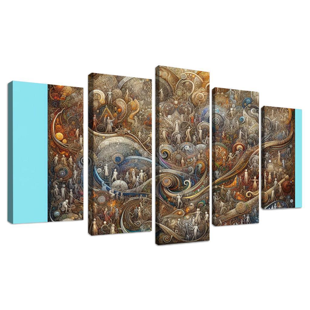 Interwoven Stories of Existence 5 Piece HD Canvas Wall Art-Original Frame