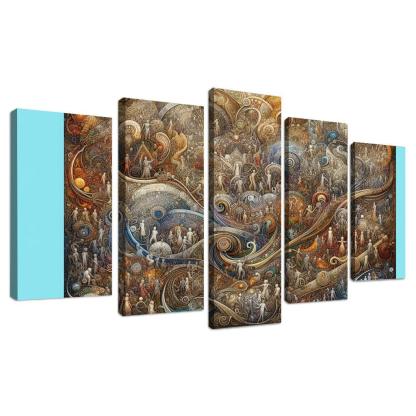 Interwoven Stories of Existence 5 Piece HD Canvas Wall Art-Original Frame