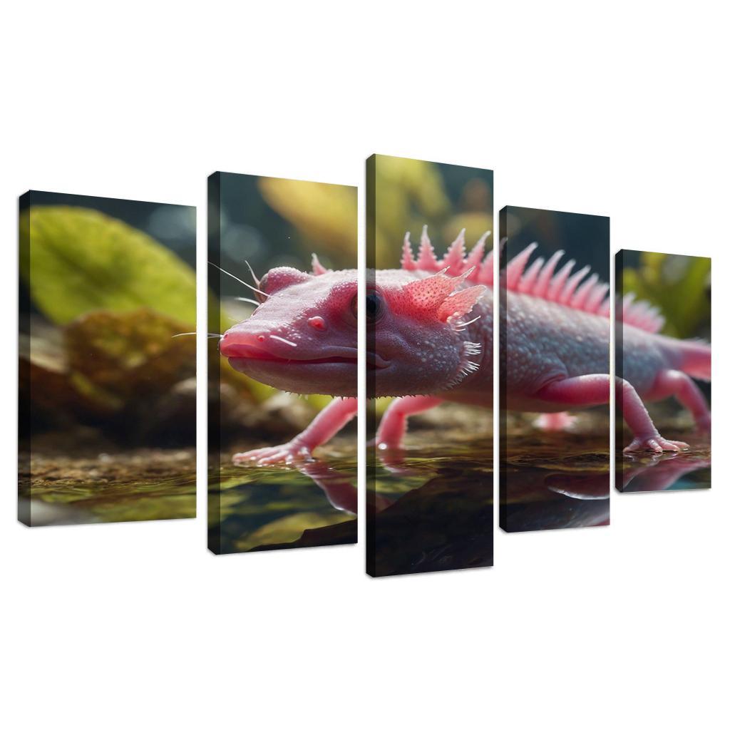 The Luminous Axolotl Underwater Marvel Of Regeneration Modern Paintings Frame