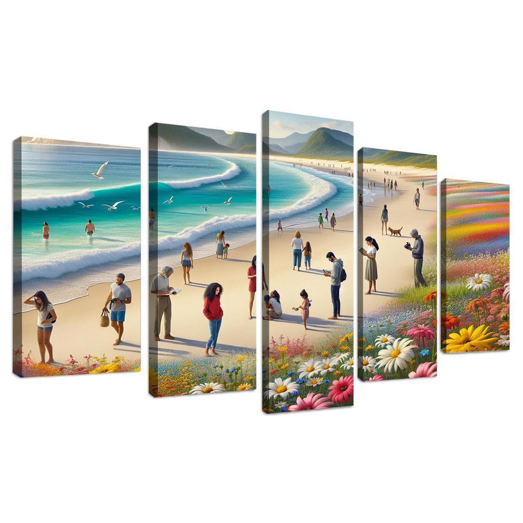 Wildflower Bay Nature's Blooming Beach Canvas Paintings Frame