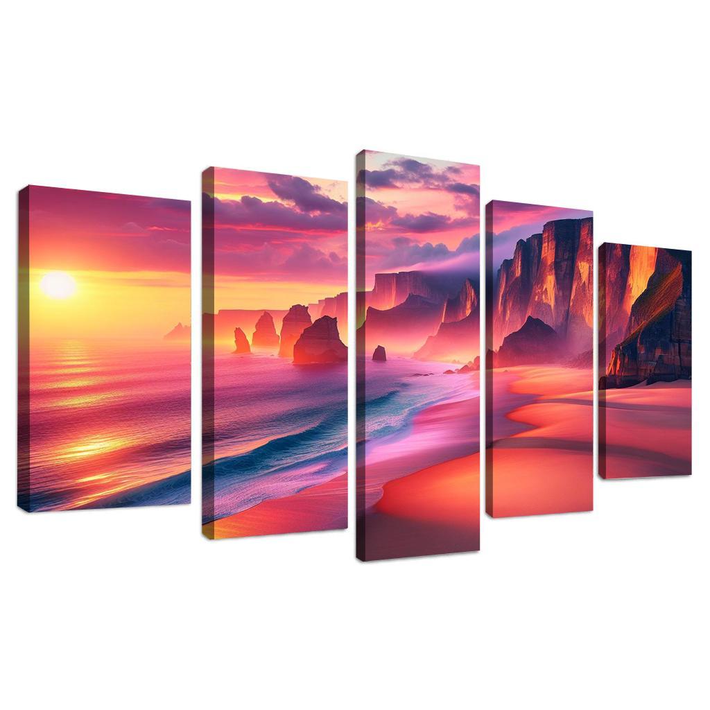 Cascading Cliff Beach Custom Paintings Frame