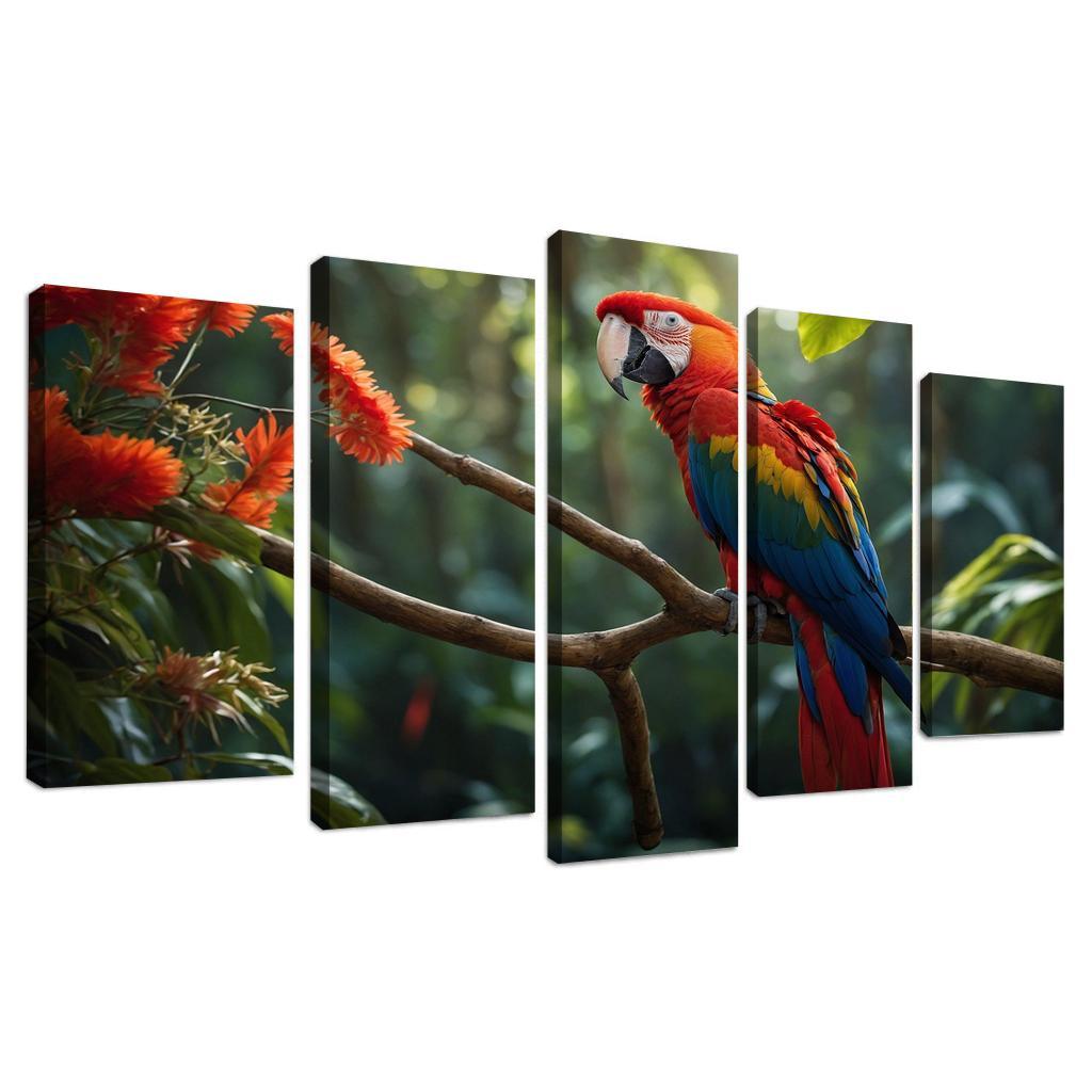 The Vibrant Scarlet Macaw Colorful Messenger Of The Rainforest Modern Paintings Frame