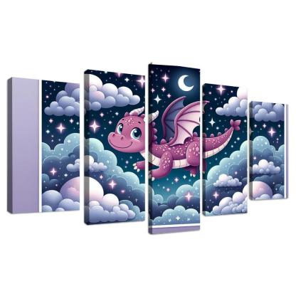 Dreamy Dragon 5 Piece HD Canvas Wall Art-Original Frame