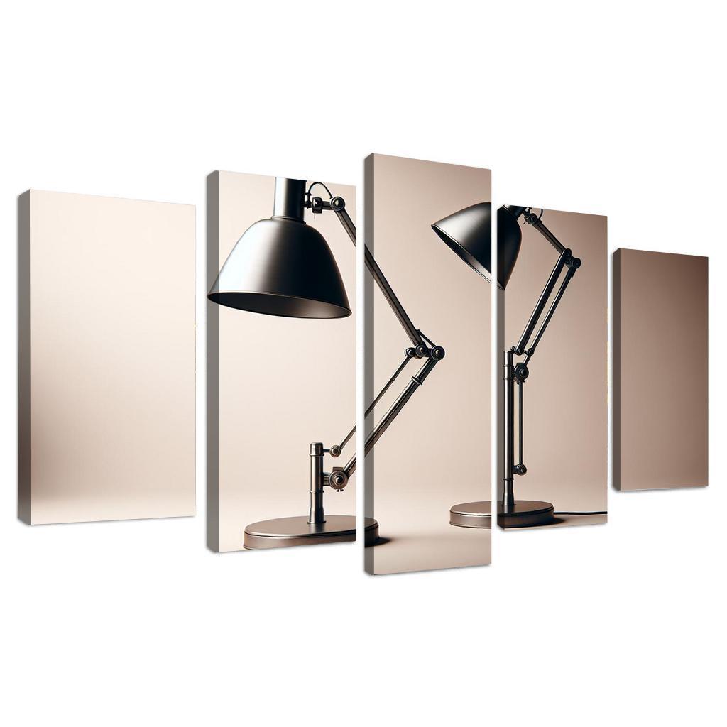 Contemporary Floor Lamp with Adjustable Shade 5 Piece HD Canvas Wall Art-Original Frame
