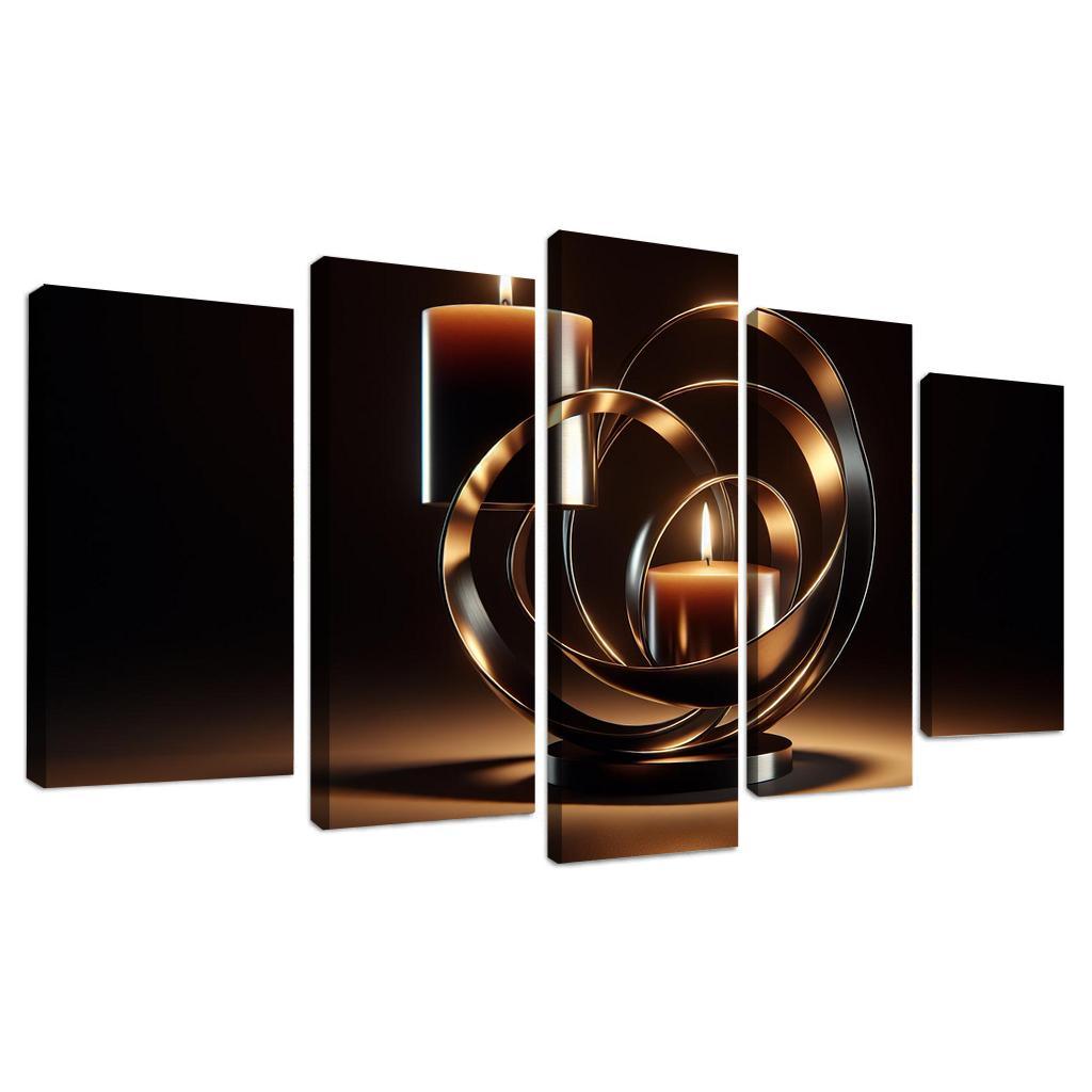 Sculptural Metal Candle Holders 5 Piece HD Canvas Wall Art-Original Frame