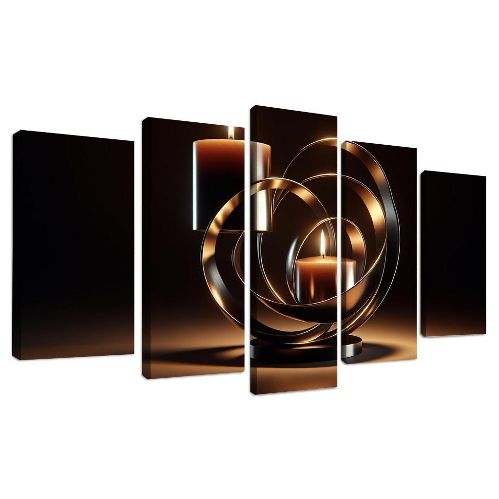 Sculptural Metal Candle Holders 5 Piece HD Canvas Wall Art-Original Frame