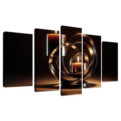 Sculptural Metal Candle Holders 5 Piece HD Canvas Wall Art-Original Frame