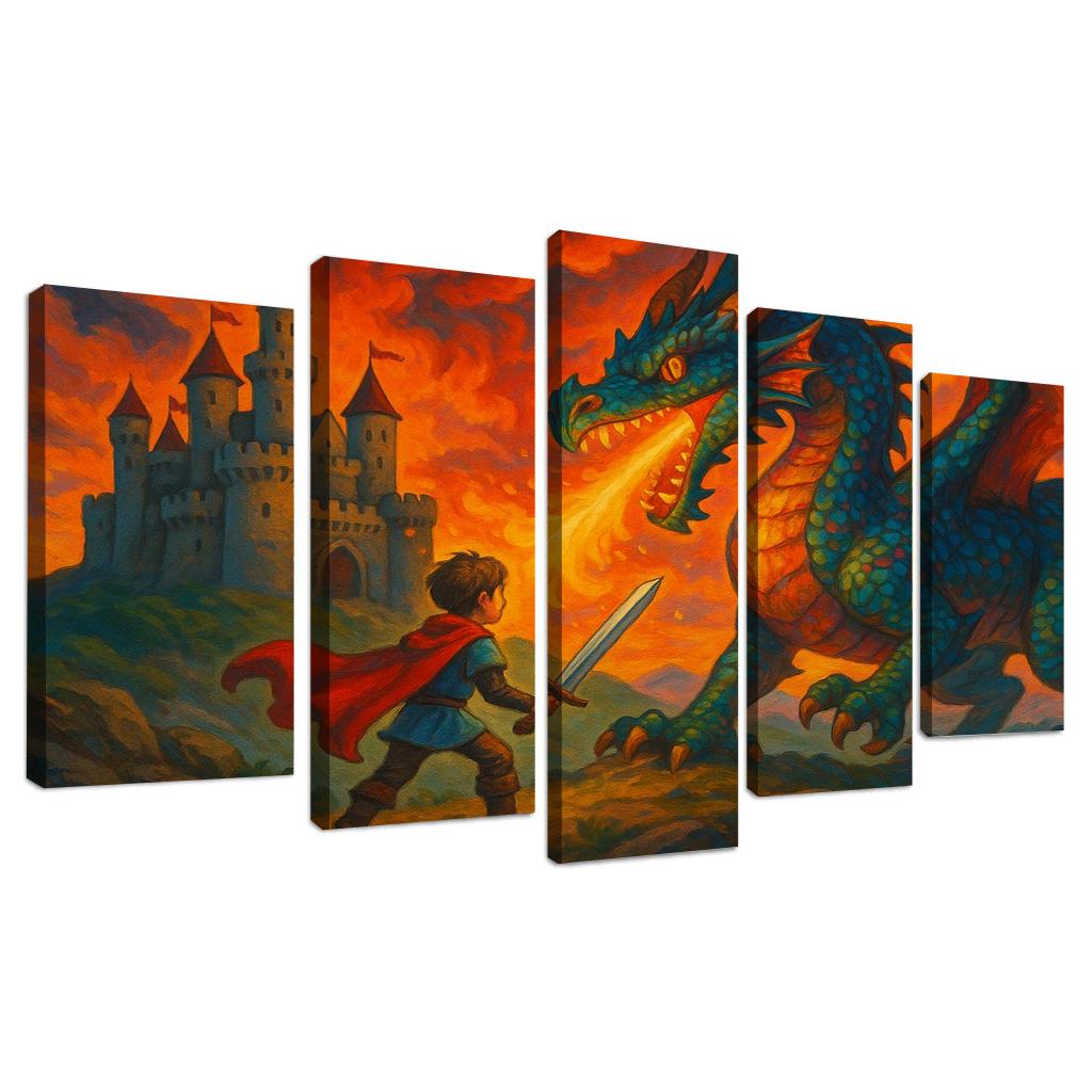 Dragon Quest - Fantasy Adventure Panel Framed Paintings