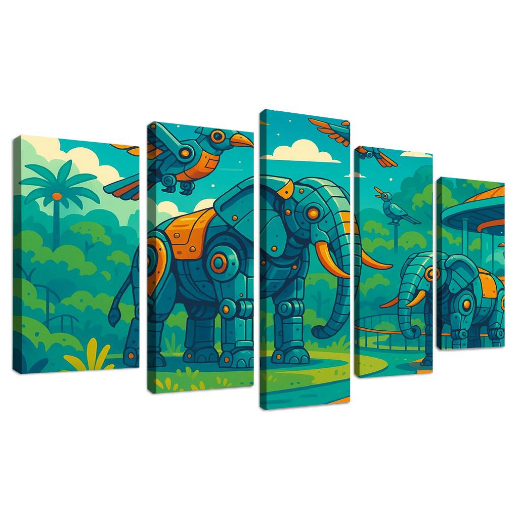 Robot Zoo - Mechanical Animal World Framed Paintings