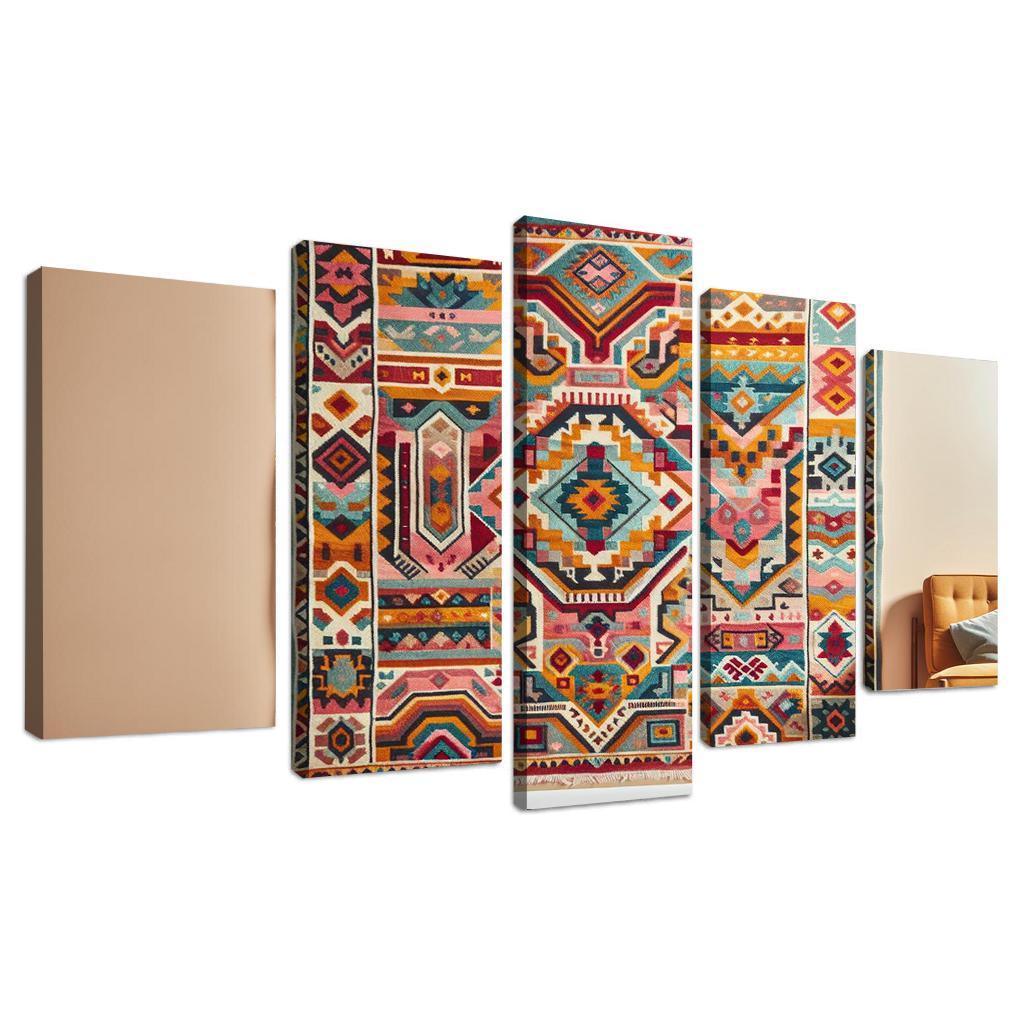 Bespoke Kilim Area Rug 5 Piece HD Canvas Wall Art-Original Frame