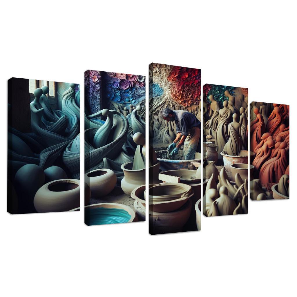 Sculpting Whispers of the Soul 5 Piece HD Canvas Wall Art-Original Frame