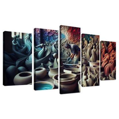 Sculpting Whispers of the Soul 5 Piece HD Canvas Wall Art-Original Frame