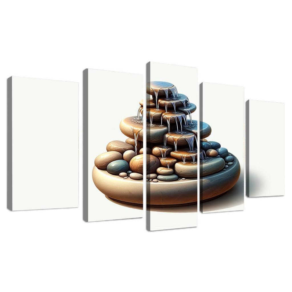 Cascading Waterfall Table Fountain 5 Piece HD Canvas Wall Art-Original Frame