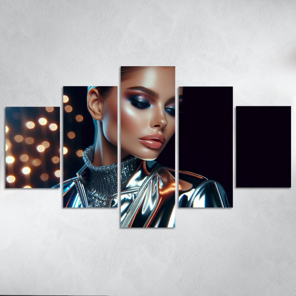 Reflective Surfaces Metallic And Glossy Textures Multi-panel Paintings