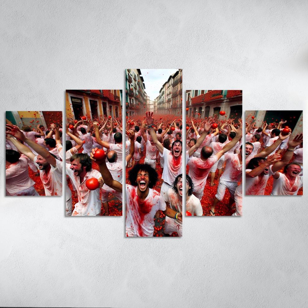 La Tomatina - Spain Modern Paintings Frame
