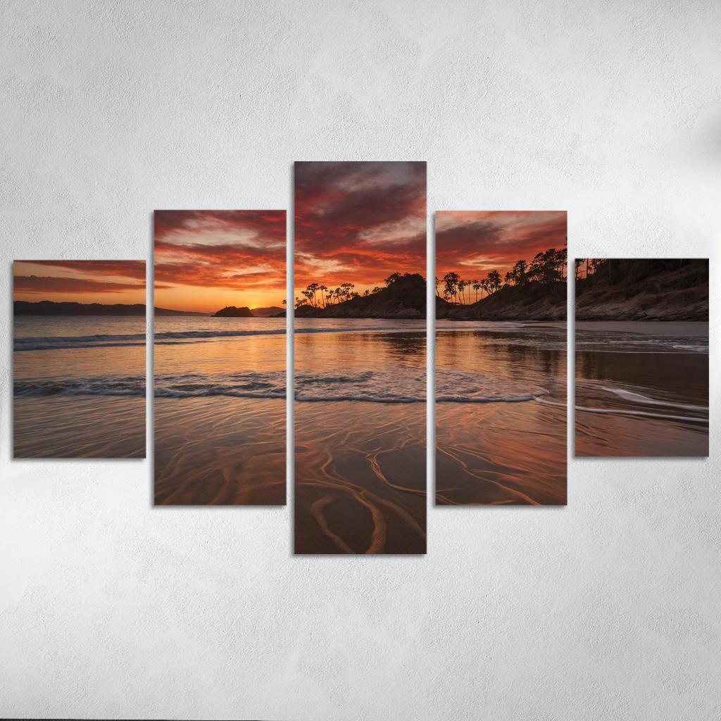 Crimson Reflections Over Twilight Bay Art Trends