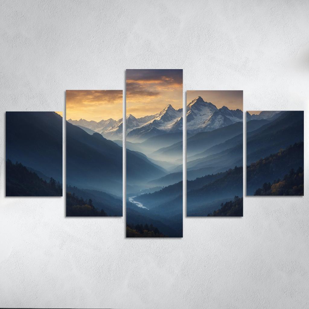 Twilight Embrace Of Azure Peaks Art Trends