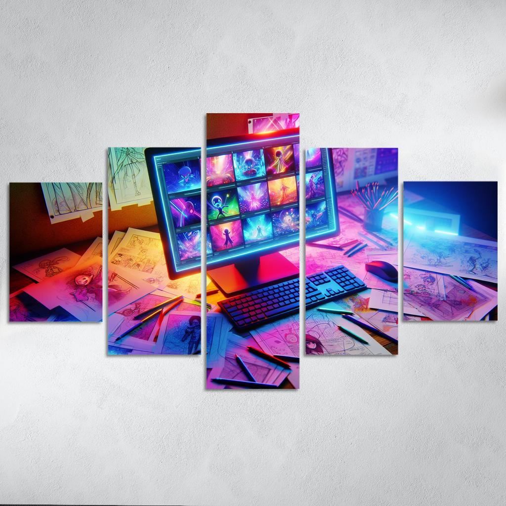 Storytelling through Digital Animation 5 Piece HD Canvas Wall Art-Original Frame