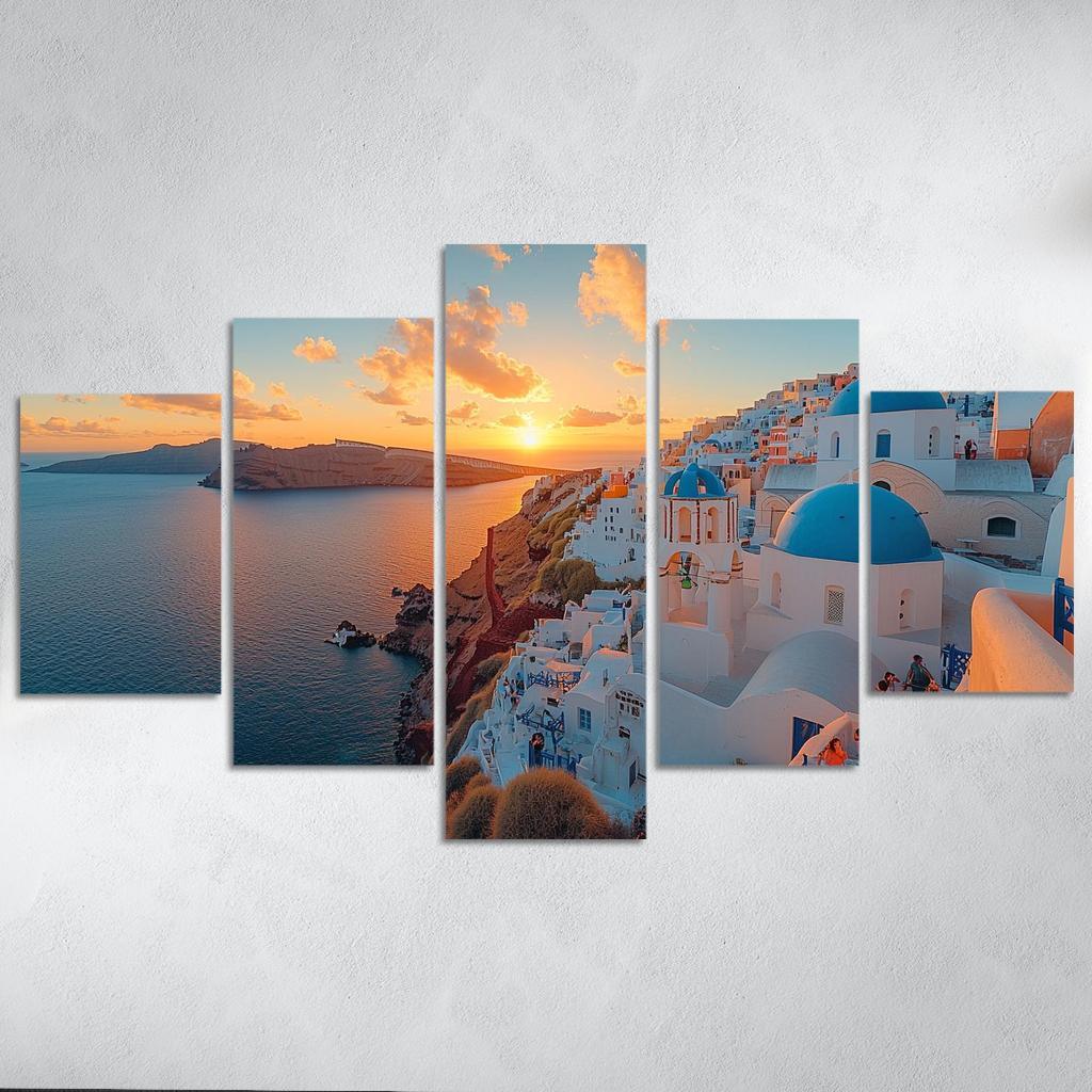 Santorini's Oia Village Abstract Paintings Frame
