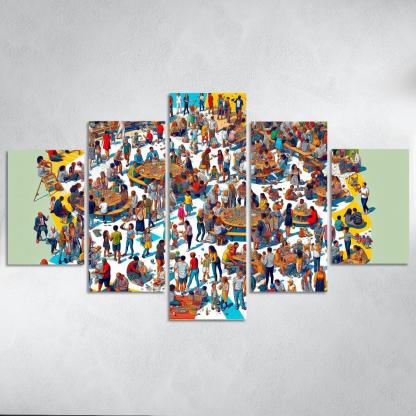 Shared Spaces Celebrating Community And Togetherness Multi-panel Paintings