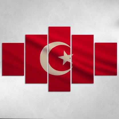 Legacy of the Crescent The Flag of Turkey 5 Piece HD Canvas Wall Art-Original Frame