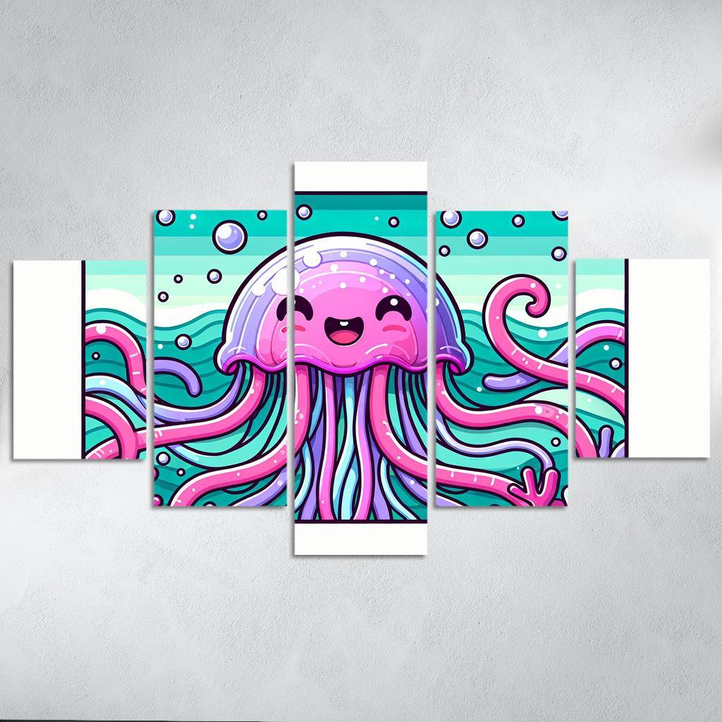 Joyful Jellyfish Modern Paintings Frame