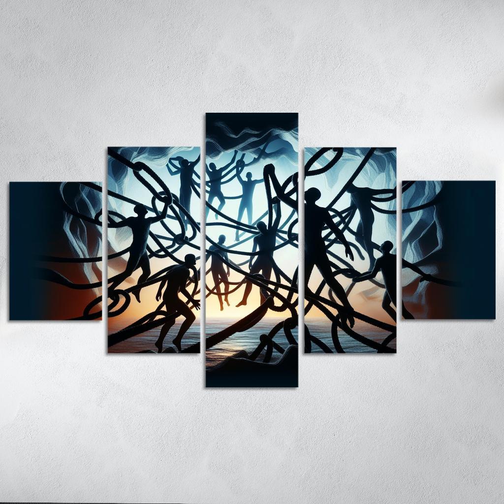 Invisible Threads Art on Human Trafficking Awareness 5 Piece HD Canvas Wall Art-Original Frame