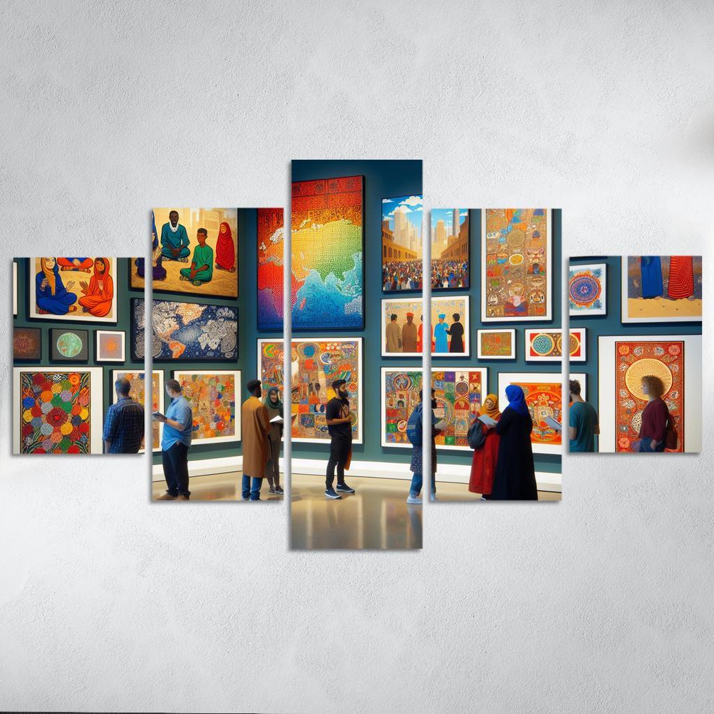 Bridging Cultures Artistic Exploration Of Global Heritage Multi-panel Paintings