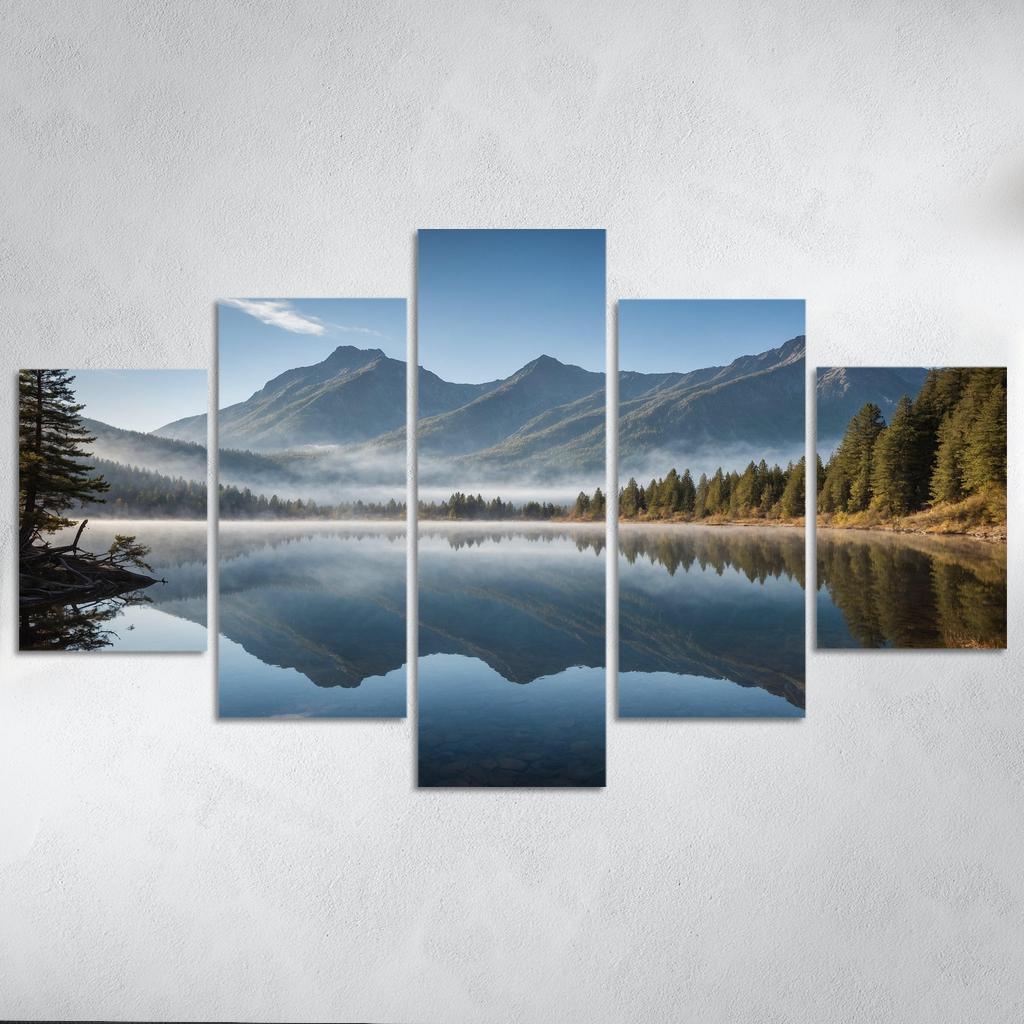 The Celestial Splendor Of Mountain Reflections Oil Paintings Frame