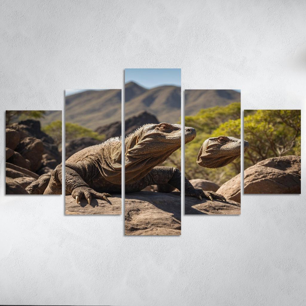 The Mysterious Komodo Dragon On An Island Trail Framed Paintings