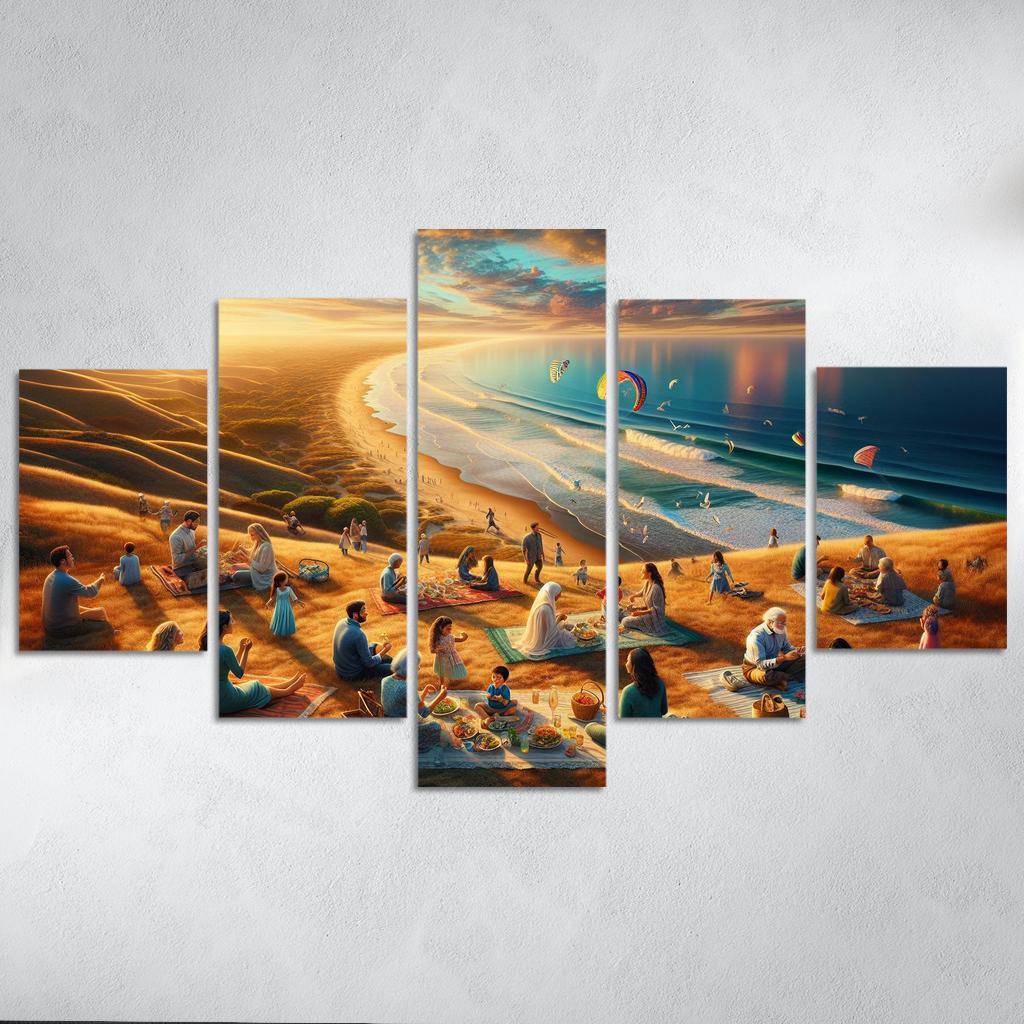 Bayside Retreat Scenic Picnic Spot Multi-panel Paintings