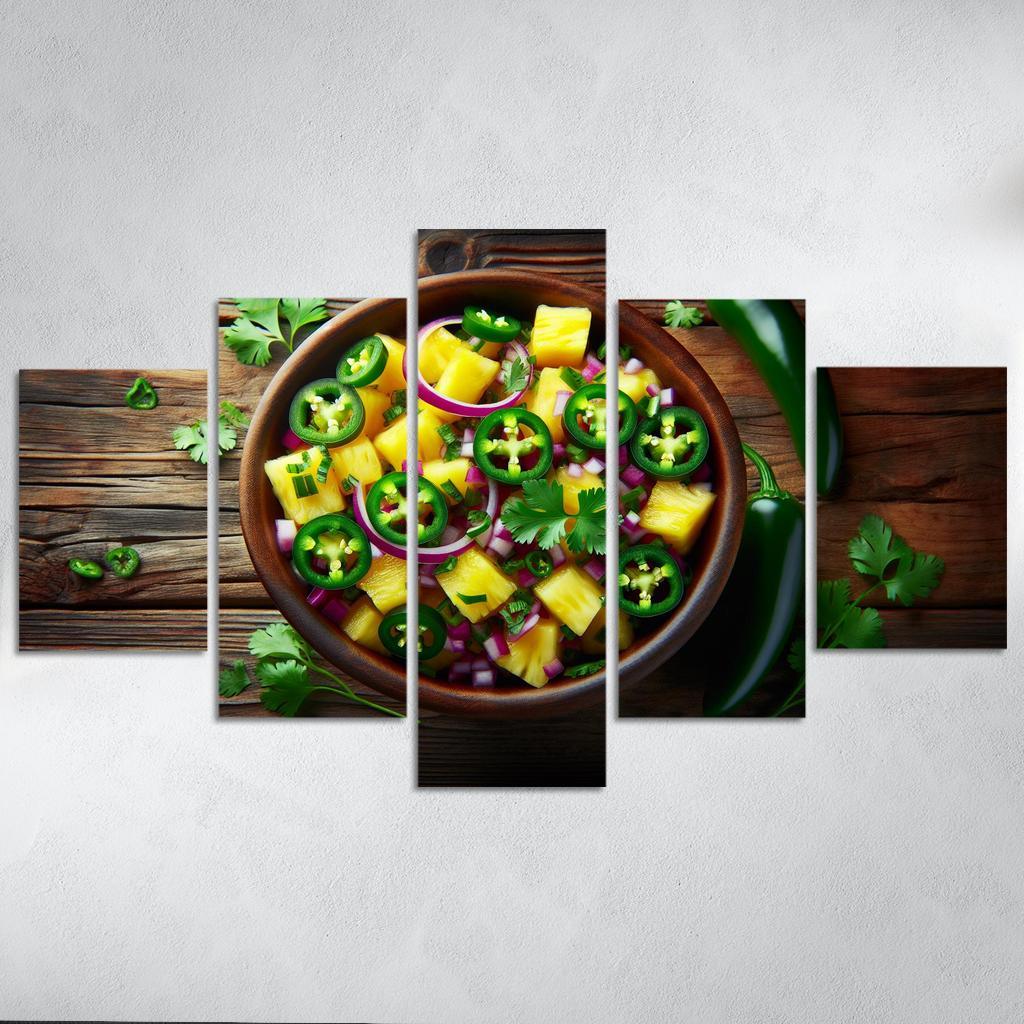 Spicy Pineapple Salsa 5 Piece HD Canvas Wall Art-Original Frame