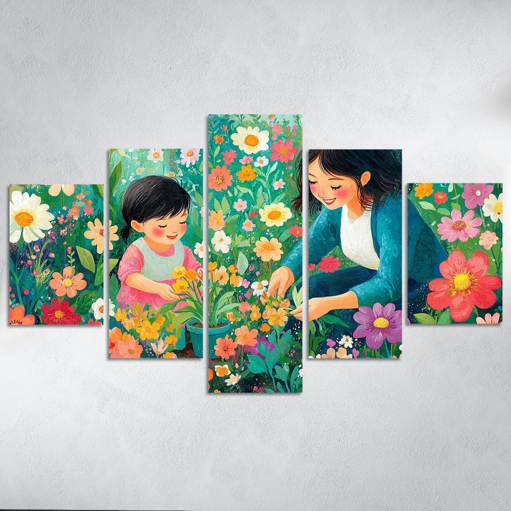 The Blooming Path A Mothers Nurturing Journey Canvas Paintings Frame