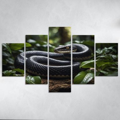 The Striking King Cobra In A Rainforest Setting Framed Paintings