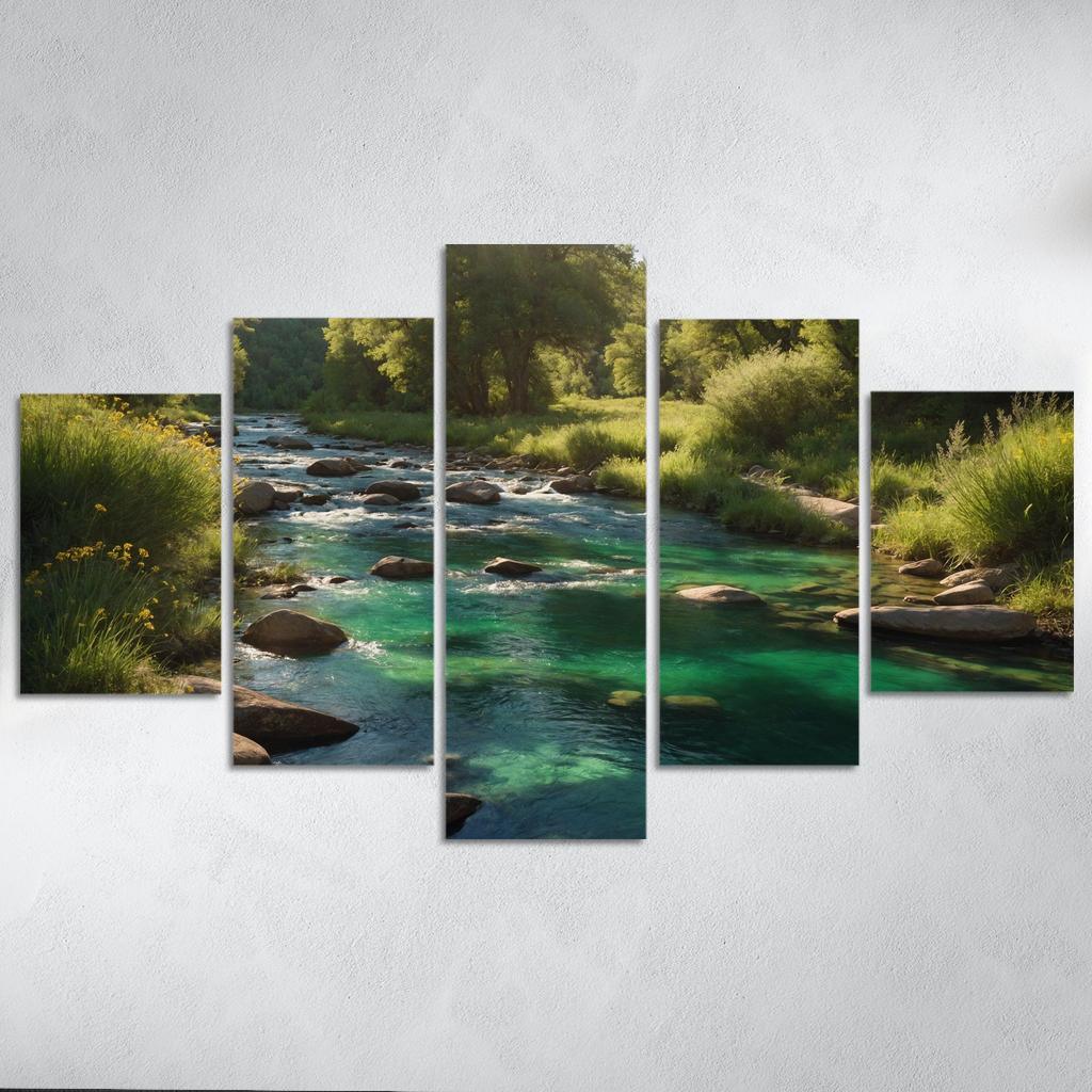 The Harmonious Flow Of Emerald Rivers Oil Paintings Frame