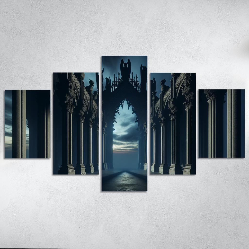 Sinister Arches The Gateway to the Unknown 5 Piece HD Canvas Wall Art-Original Frame