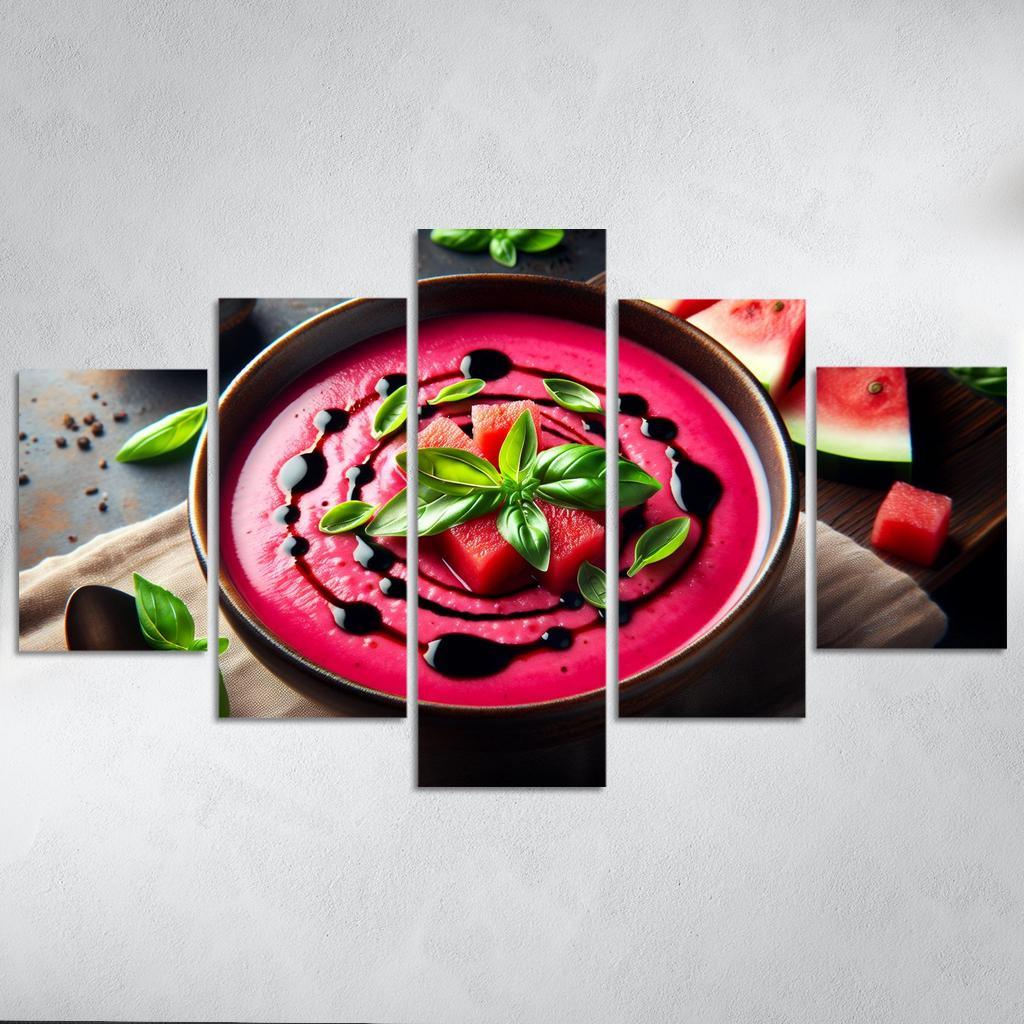 Chilled Watermelon Basil Soup 5 Piece HD Canvas Wall Art-Original Frame