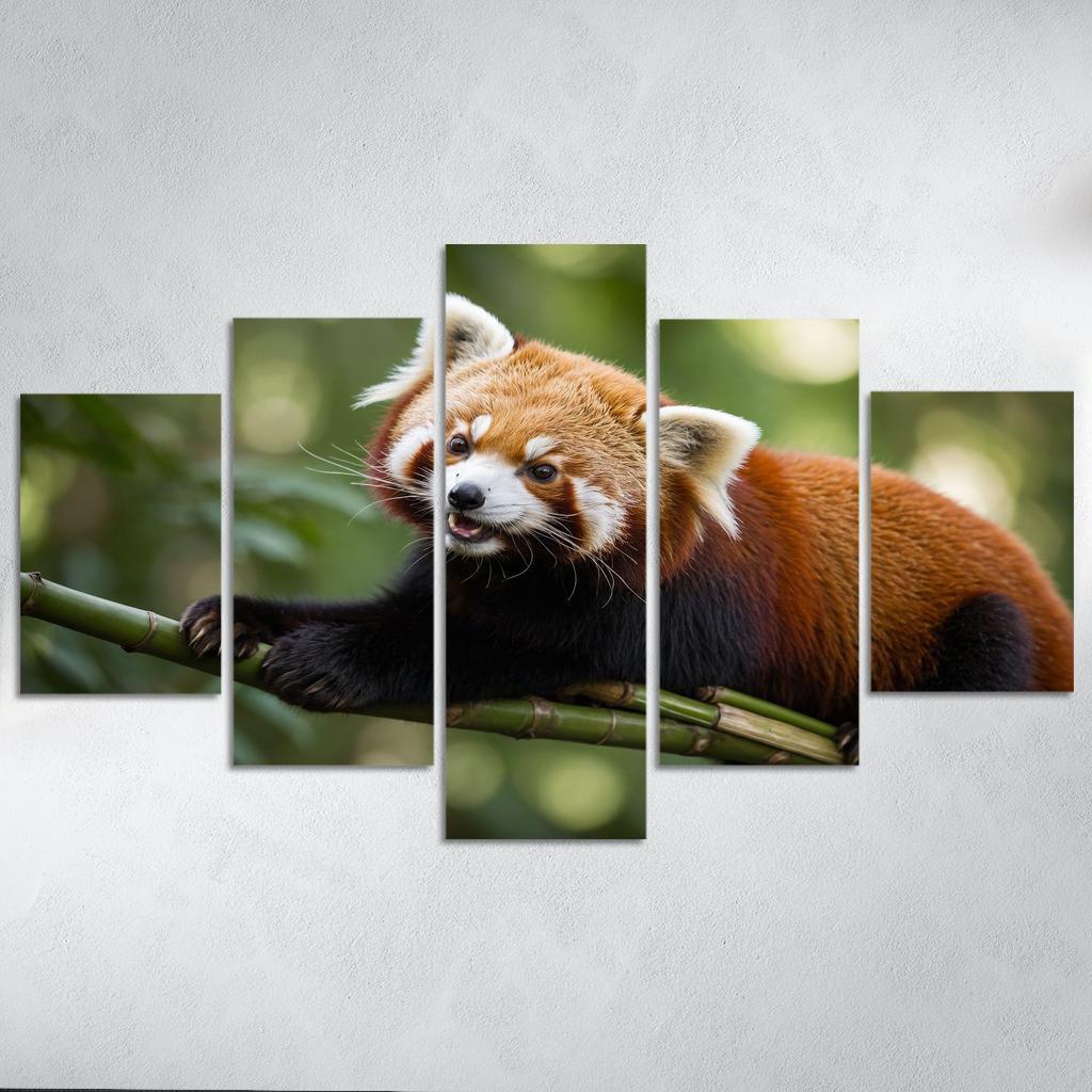 The Enigmatic Red Panda In The Bamboo Forest Framed Paintings