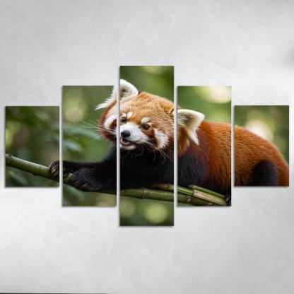 The Enigmatic Red Panda In The Bamboo Forest Framed Paintings