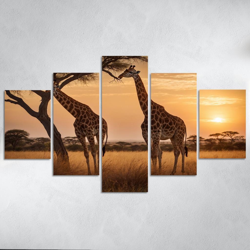 The Elegant Giraffe Towering Wonder Of The Savannah Modern Paintings Frame