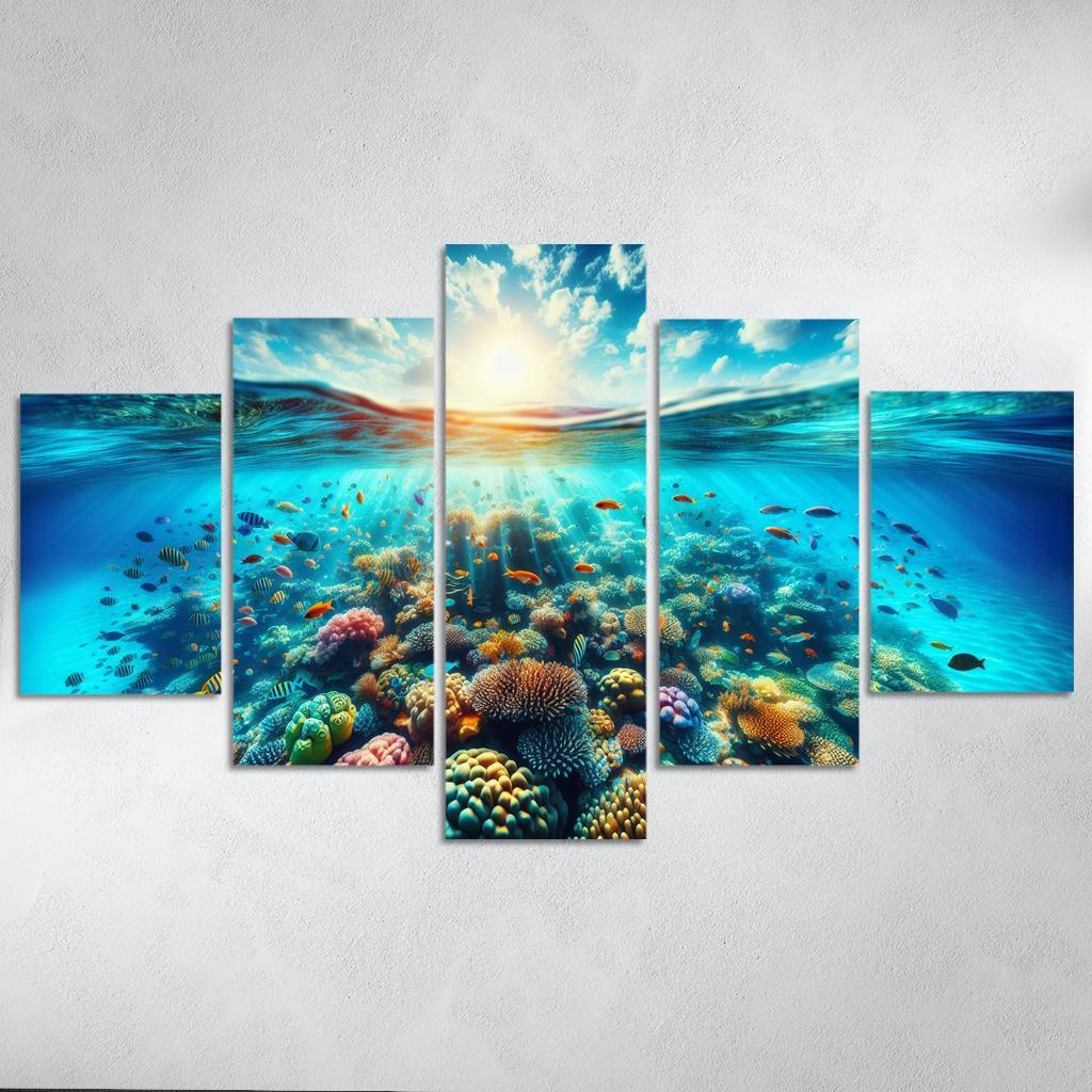 Coral Bay Snorkeling And Marine Conservation Modern Paintings Frame