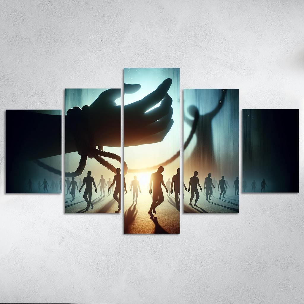 Invisible Threads Art on Human Trafficking Awareness 5 Piece HD Canvas Wall Art-Original Frame