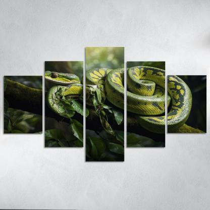The Stunning Green Tree Python A Gem Of The Rainforest Canvas Paintings Frame