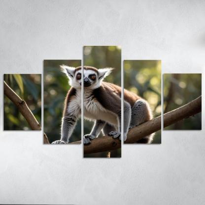 The Playful Ring-tailed Lemur A Social Acrobat Custom Paintings Frame
