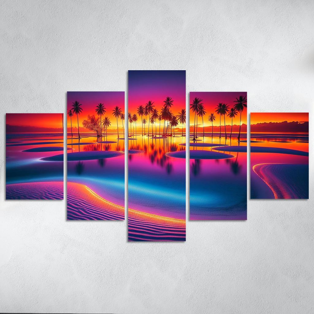 Lagoon Of Light Sunset Paradise Custom Paintings Frame
