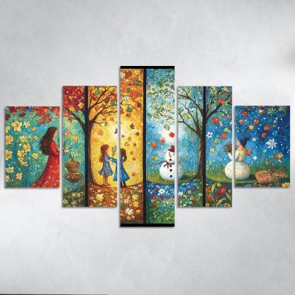 Seasons Of Growth Nurtured By A Mothers Care Custom Paintings Frame
